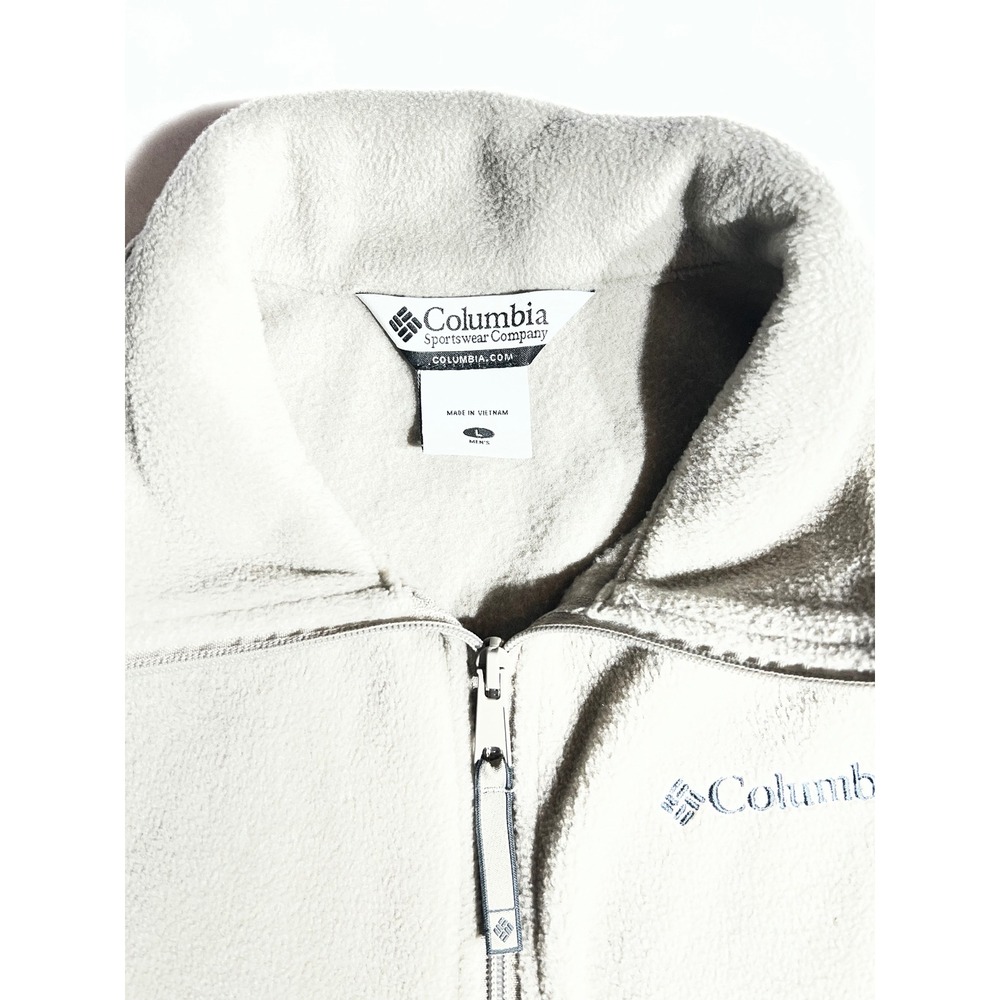 Columbia Mens Fleece Vest Tan Full Zip Sleeveless Jacket Large WM1480